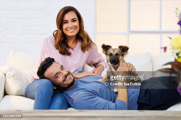 Model and TV host Jana Ina Zarrella and her husband German-Italian singer Giovanni Zarrella and their dog "Cici" for the "tierisch engagiert"...