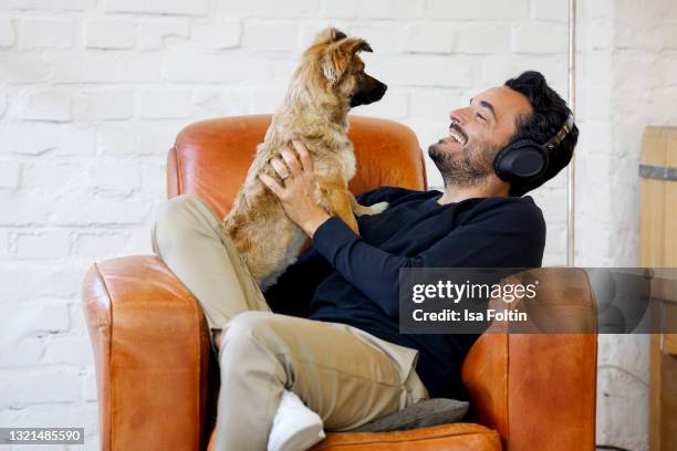 German-Italian singer Giovanni Zarrella and his dog "Cici" for the "tierisch engagiert" initiative of Fressnapf on June 1, 2021 in Cologne, Germany.