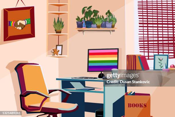 watch the month of the pride parade at home - equal housing symbol stock illustrations