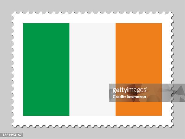 ilustrações de stock, clip art, desenhos animados e ícones de ireland flag postage stamp - republic of ireland
