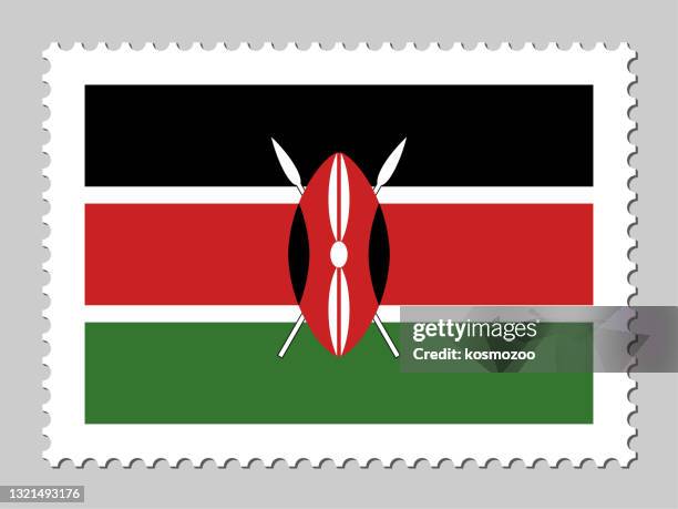 illustrations, cliparts, dessins animés et icônes de timbre-poste du drapeau du kenya - kenya flag