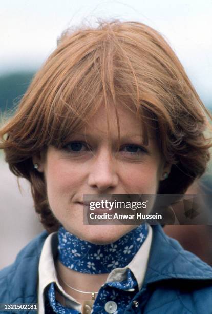 Lady Sarah Spencer, girlfriend of Prince Charles, Prince of Wales and sister of Lady Diana Spencer, at Guards Polo Club on June 29, 1977 in Windsor,...