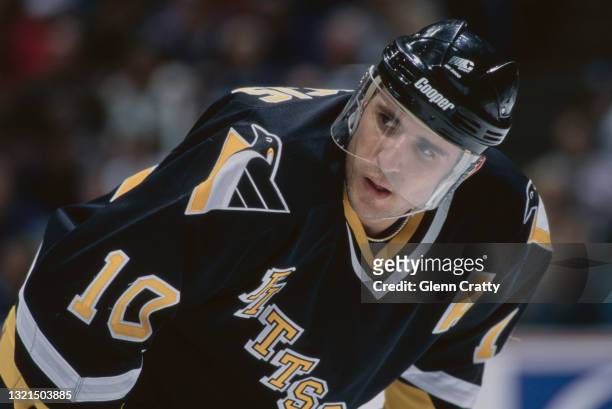 Ron Francis, Captain and Center for the Pittsburgh Penguins during the NHL Western Conference Pacific Division game against the Mighty Ducks of...