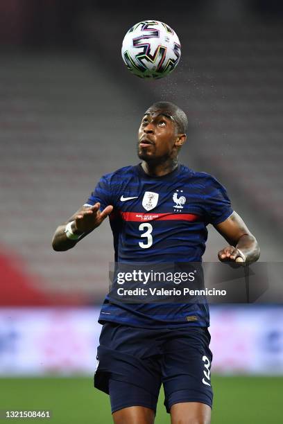 Presnel Kimpembe of France in action during the international friendly match between France and Wales at Allianz Riviera on June 2, 2021 in Nice,...