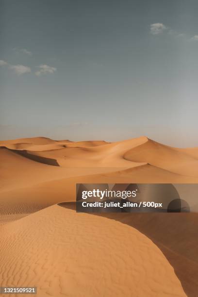 scenic view of desert against sky - desert stock-fotos und bilder