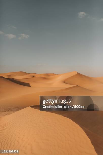 scenic view of desert against sky - 砂地 ストックフォトと画像