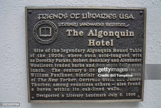 June 15: MANDATORY CREDIT Bill Tompkins/Getty Images The Algonquin Hotel signage on June 15th, 2020 in New York City.