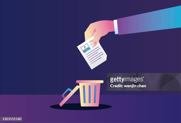talent application form was thrown into the trash can - application form stock illustrations