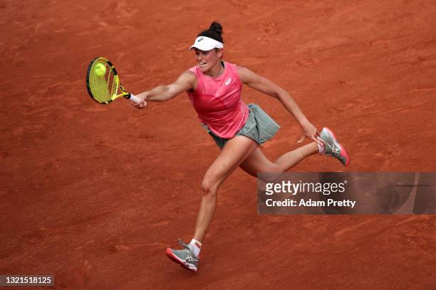Jennifer Brady of the United States plays a forehand during her women's second round match against Fiona Ferro of France during day five of the 2021...
