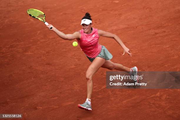 Jennifer Brady of the United States plays a forehand during her women's second round match against Fiona Ferro of France during day five of the 2021...