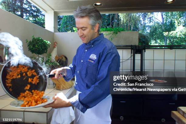 Chef Jean Alberti preparing vegetable moussaka.