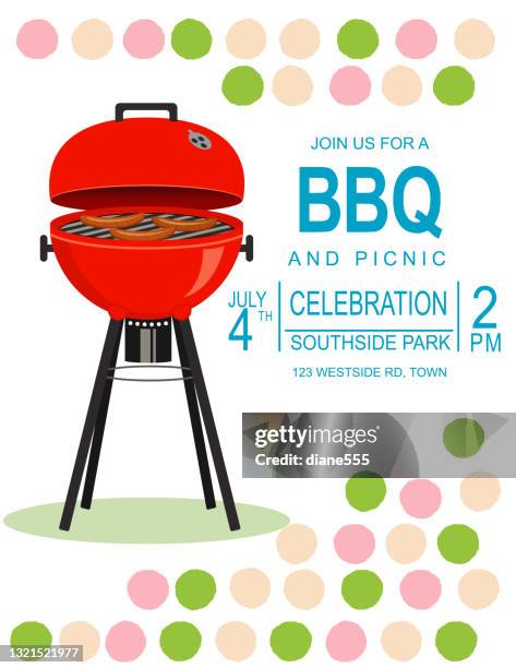 bbq invitation template - block party stock illustrations