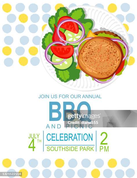 bbq invitation template - block party stock illustrations