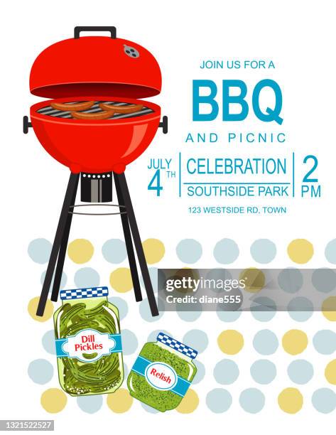 bbq invitation template - block party stock illustrations
