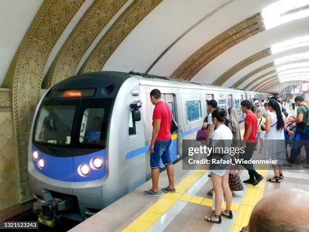 almaty metro train - city life in almaty stockfoto's en -beelden