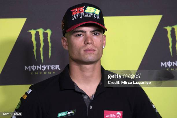 Eric Granado of Spain and Ono Energy Racing looks on during the MotoE press conference pre-event during the MotoGP of Catalunya - Previews at Circuit...