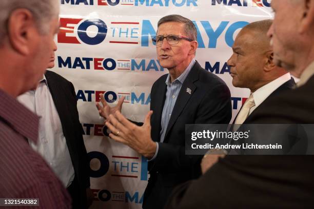 Michael Flynn, former National Security Advisor to President Donald J. Trump, endorses New York City mayoral candidate Fernando Mateo, June 3 in...