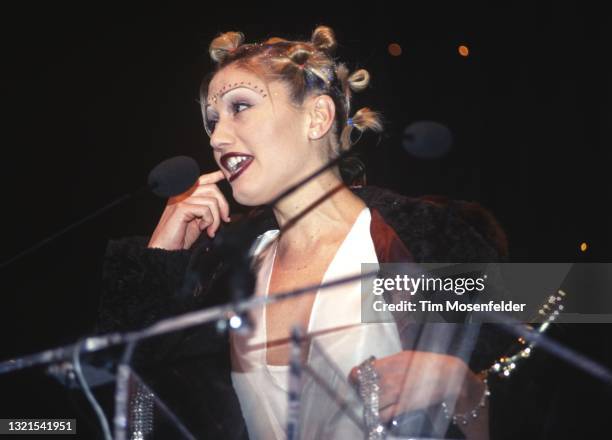 Gwen Stefani of No Doubt accepts an award at the Bay Area Music Awards at Bill Graham Civic Auditorium on March 7, 1998 in San Francisco, California.