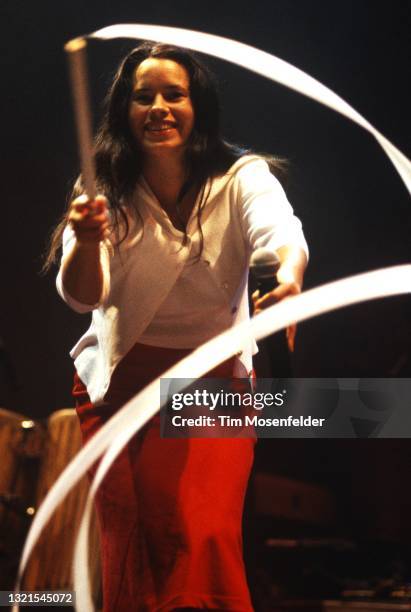 Natalie Merchant performs during the Lilith Fair at Shoreline Amphitheatre on June 24, 1998 in Mountain View, California.