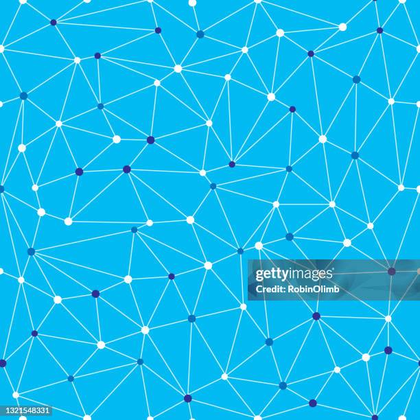 connected blue and white dots seamless pattern - big tech stock illustrations