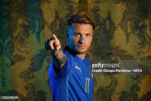 Ciro Immobile of Italy poses during the official UEFA Euro 2020 media access day at on June 02, 2021 in Florence, Italy.