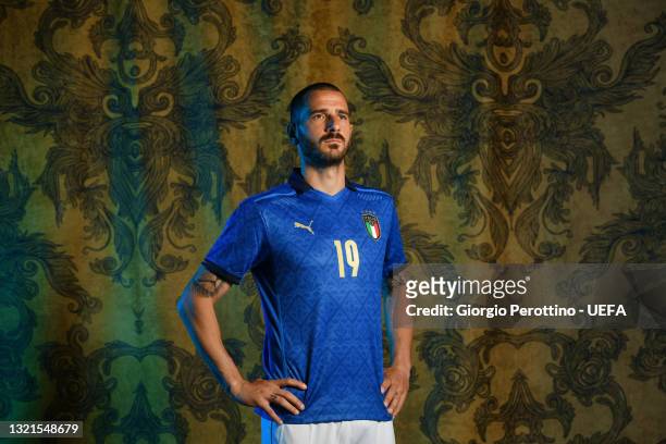Leonardo Bonucci of Italy poses during the official UEFA Euro 2020 media access day at on June 02, 2021 in Florence, Italy.