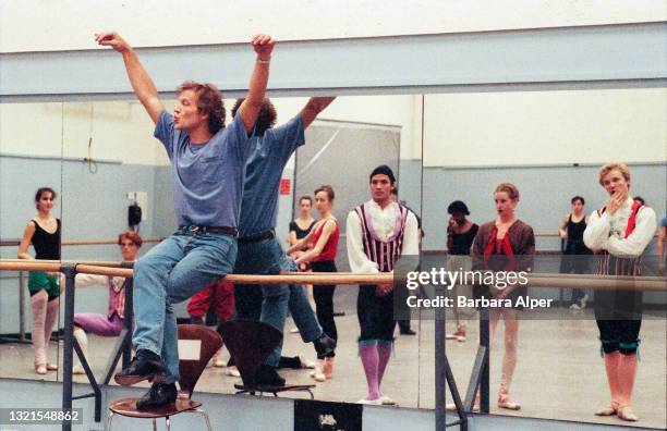 Peter Martins is leading a rehearsal of "Delights of the Muses" at the NYC Ballet, January 24, 1992.