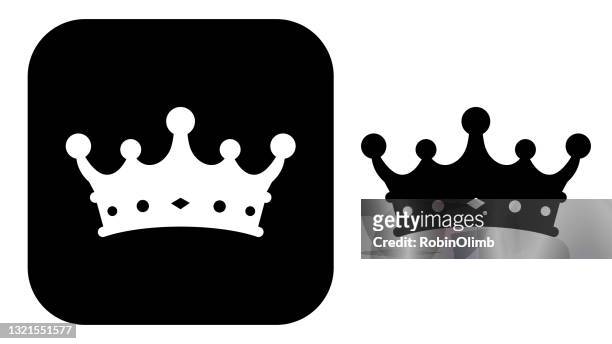 illustrazioni stock, clip art, cartoni animati e icone di tendenza di icona della corona in bianco e nero - corona reale