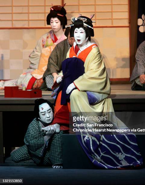 Opening night performance for Grand Kabuki Theatre of Japan in Cal Performances series at Zellerbach Hall which features the actual main Kabuki play...