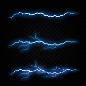 Vector lightning, lightning, thunderstorm, lighting. Natural phenomenon, light effect.