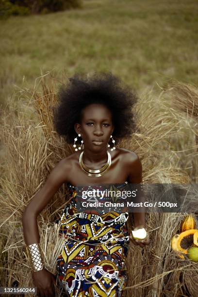 portrait of young woman in a wreath of wheat - redactioneel stockfoto's en -beelden