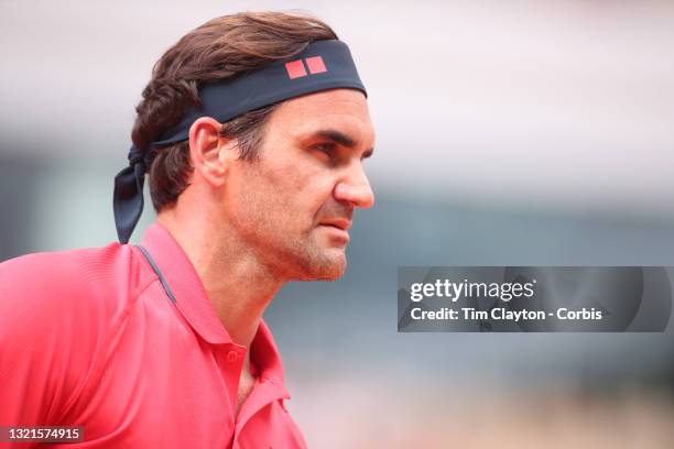 June 3. Roger Federer of Switzerland during his match against Marin Cilic of Croatia on Court Philippe-Chatrier during the second round of the...