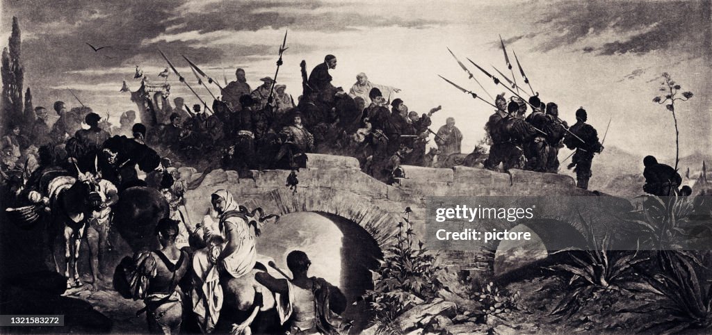 1556: CHARLES V. ON HIS WAY TO THE CONVENT...Abdication and retirement to the Monastery at Yuste -XXXL with lots of details-