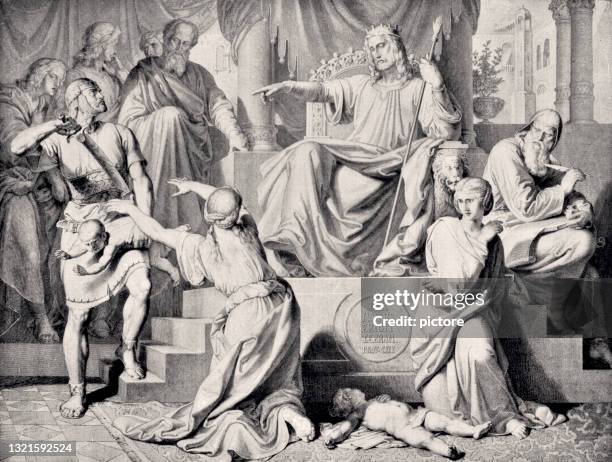 urteil von solomon -xxxl mit vielen details- - salomo biblische figur stock-grafiken, -clipart, -cartoons und -symbole