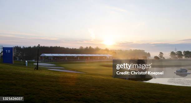 General view of the Golf Course of Hole 18 during a practice day prior to The Porsche European Open at Green Eagle Golf Course on June 04, 2021 in...