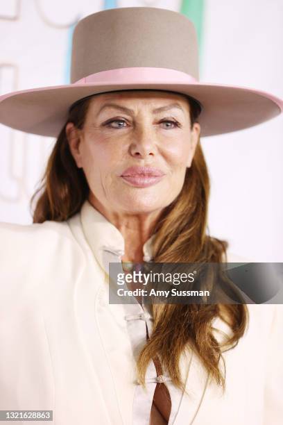 Kelly LeBrock attends the red carpet world premiere for the documentary "Altitude Not Attitude" at The Landmark on June 03, 2021 in Los Angeles,...