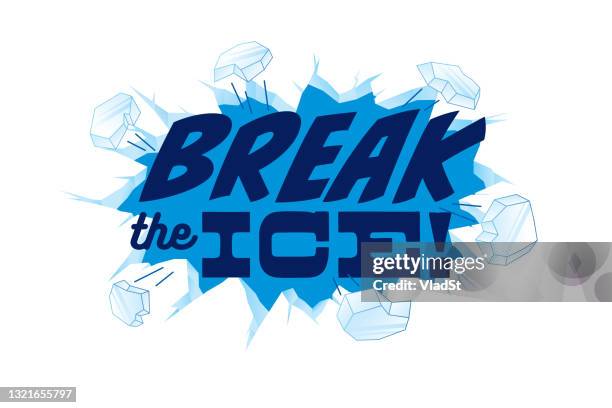 break the ice hole shyness meeting strangers social life relations - das eis brechen stock-grafiken, -clipart, -cartoons und -symbole