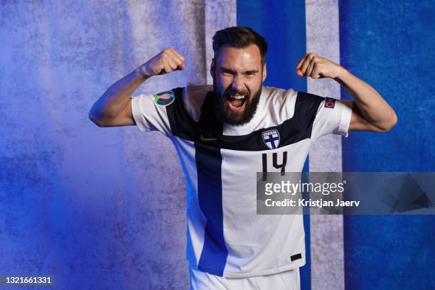 Tim Sparv of Finland poses during the official UEFA Euro 2020 media access day at Hilton Kalastajatorppa on June 02, 2021 in Helsinki, Finland.