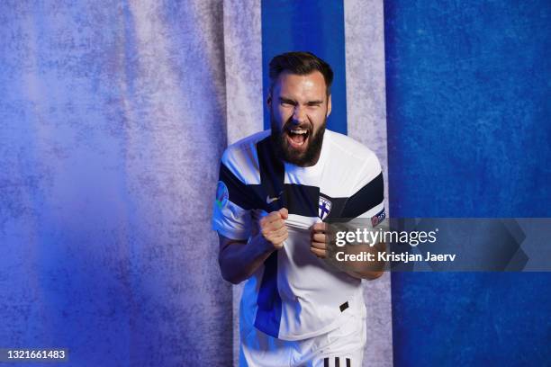 Tim Sparv of Finland poses during the official UEFA Euro 2020 media access day at Hilton Kalastajatorppa on June 02, 2021 in Helsinki, Finland.