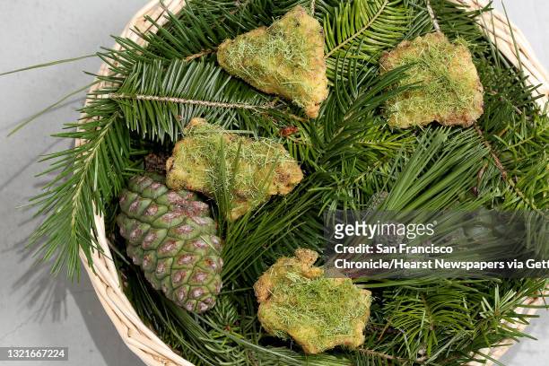 Buttermilk fried chicken with pine salt by Isaac McHale from the Clove Club in London is part of the menu at In Situ restaurant at SFMOMA on Monday,...