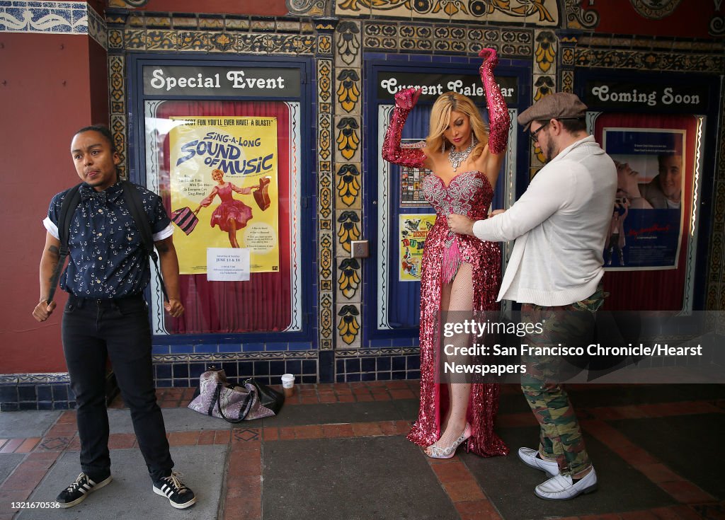 Artist and activist Mason J (left) and burlesque performer Cassandra Cass (right) talk about Caitlyn (Bruce) Jenner in San Francisco, California, on Tuesday, June 2, 2015.