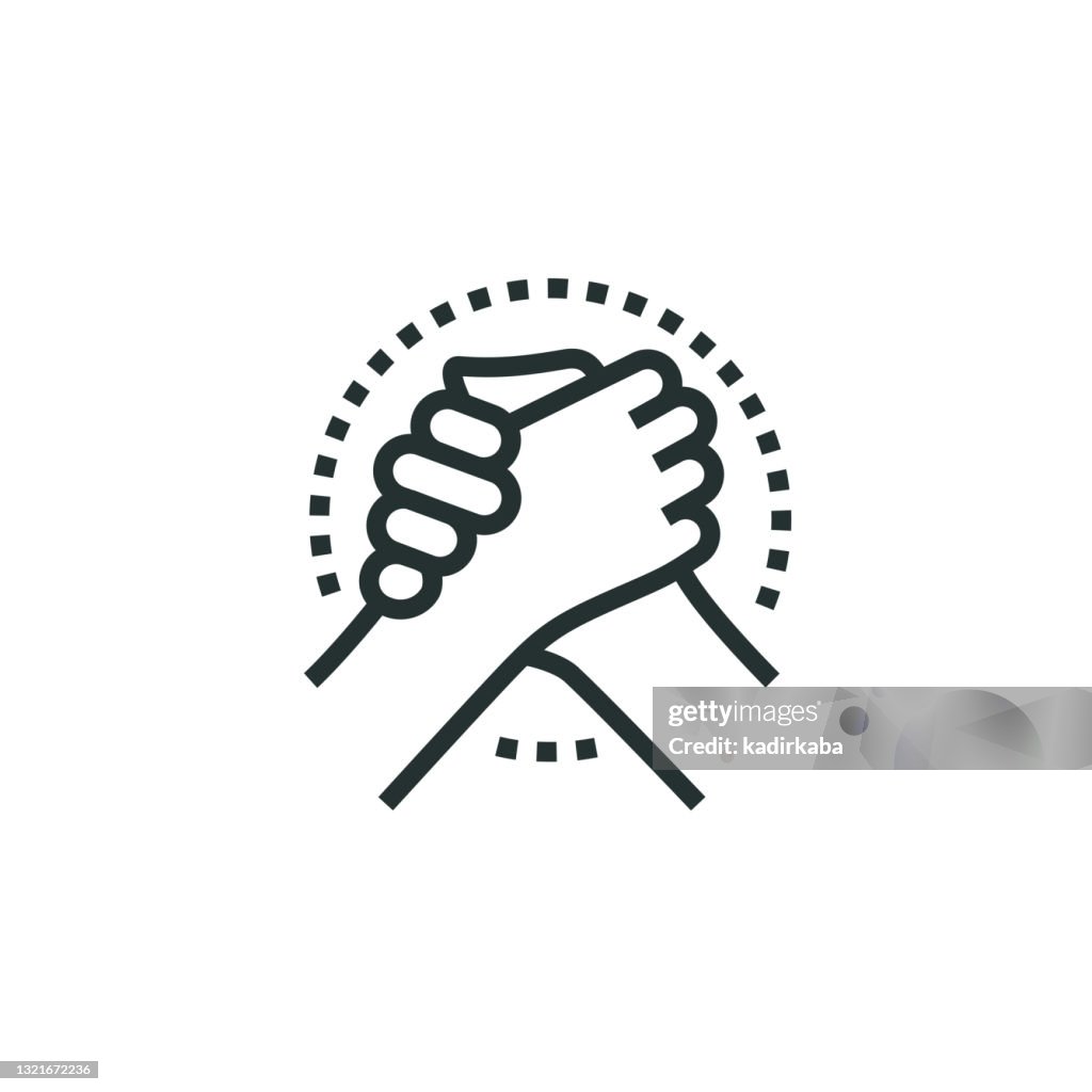 Teamwork, Handshake, Partnership Line Icon