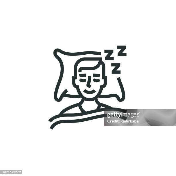 sleeping line icon - only teenage girls stock illustrations