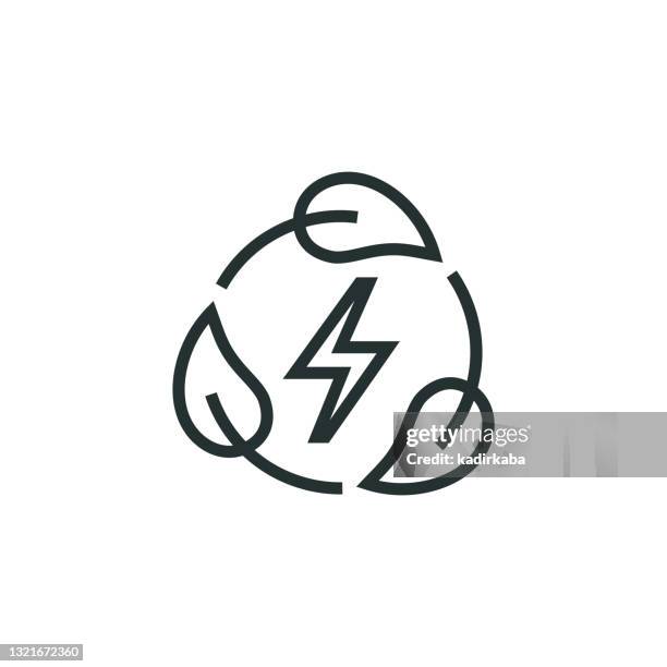 green energy line icon - energy efficient stock illustrations