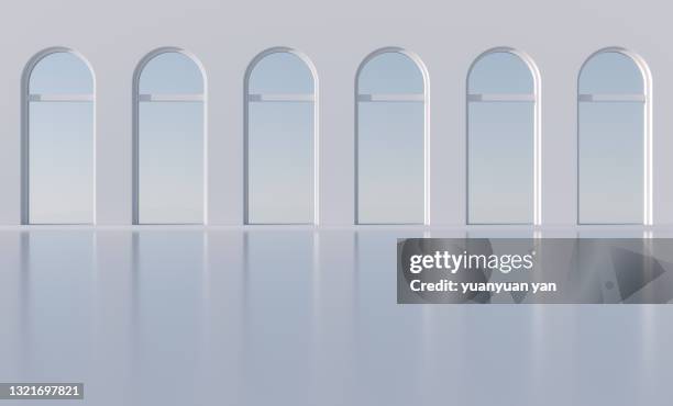 3d rendering exhibition background - arches stock pictures, royalty-free photos & images