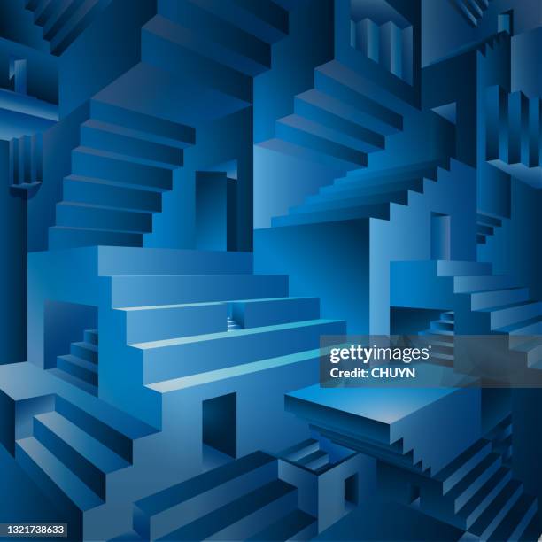 unendliche blaue treppe - stufen stock-grafiken, -clipart, -cartoons und -symbole