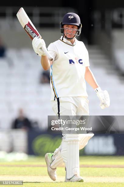 Gary Ballance of Yorkshire acknowledges the fans after batting a half century during the LV= Insurance County Championship match between Yorkshire...