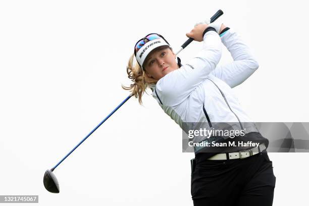 Brooke Henderson of Canada hits her tee shot on the 11th hole during the second round of the 76th U.S. Women's Open Championship at The Olympic Club...