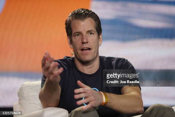 Tyler Winklevoss, co-founder of crypto exchange Gemini Trust Co. Speaks during the Bitcoin 2021 Convention, a crypto-currency conference held at the...