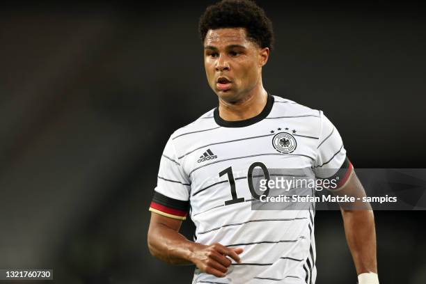Serge Gnabry of germany during the international friendly match between Germany and Denmark at on June 02, 2021 in UNSPECIFIED, Austria.